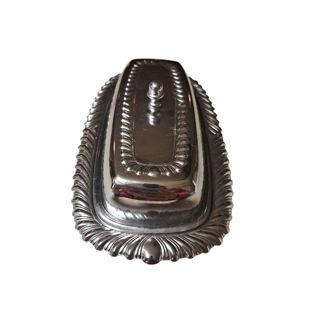 Vintage Chrome Plated Butter Dish & Lid  Irvingware Made In‎ USA Glass Insert